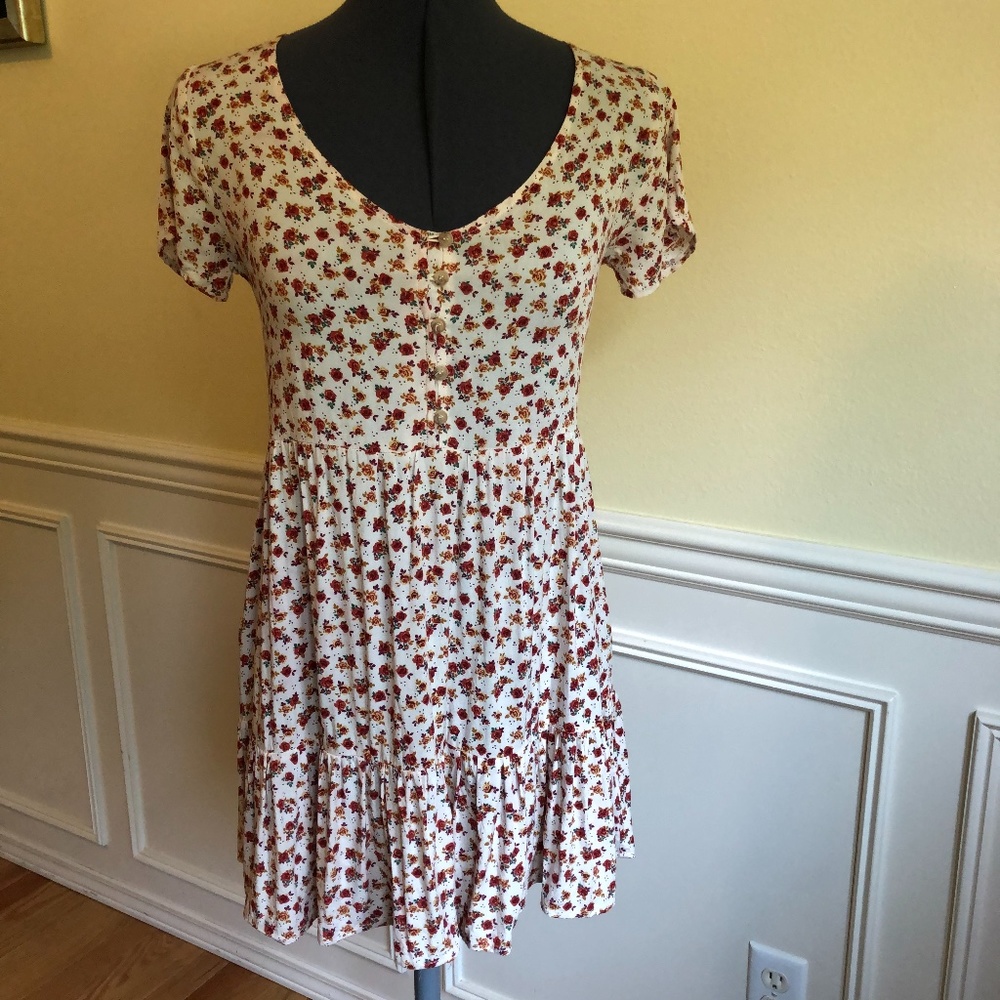 Sky & Sparrow Pink Babydoll Peplum Ruffle Dress S